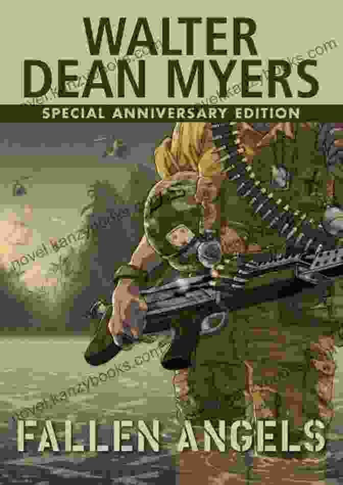 Book Cover Of Fallen Angels By Walter Dean Myers, Featuring A Silhouette Of A Young Soldier Against A Backdrop Of Flames And Helicopters Fallen Angels Walter Dean Myers